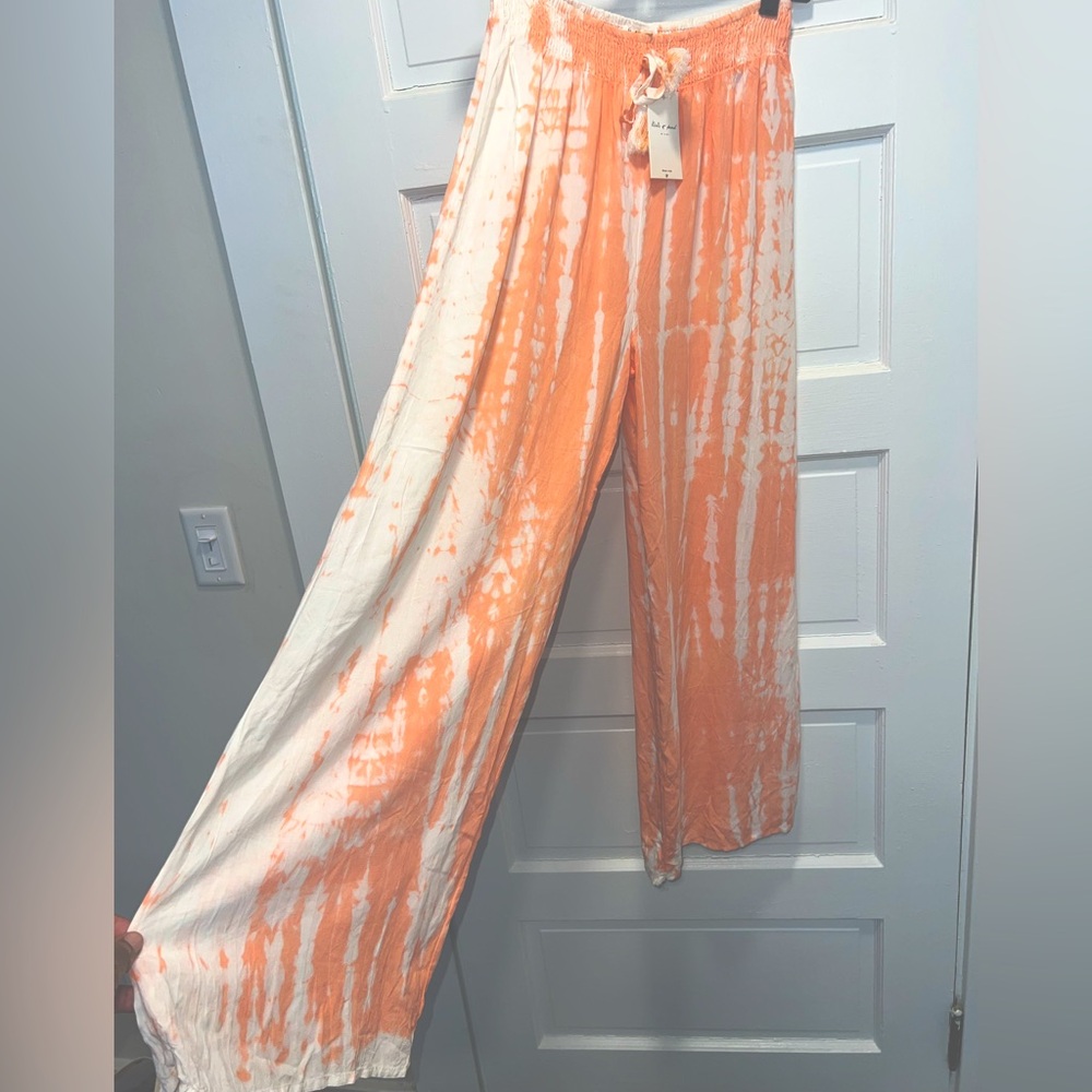 KIWI + PUNCH Miami Orange and White Tie-Dye Pants 🍑